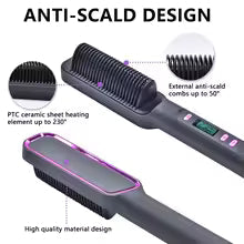 Electric Hot Comb Multifunctional Straight Hair Straightener Comb Negative Ion Anti-Scalding Styling Tool Straightening Brush best for womens