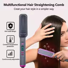Electric Hot Comb Multifunctional Straight Hair Straightener Comb Negative Ion Anti-Scalding Styling Tool Straightening Brush best for womens