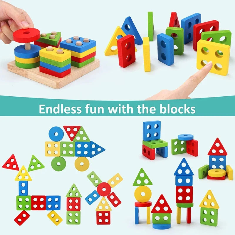 Montessori Baby Toys Kids 3D Puzzles Early Learning Baby Games Toys Educational Wooden Toys For Children