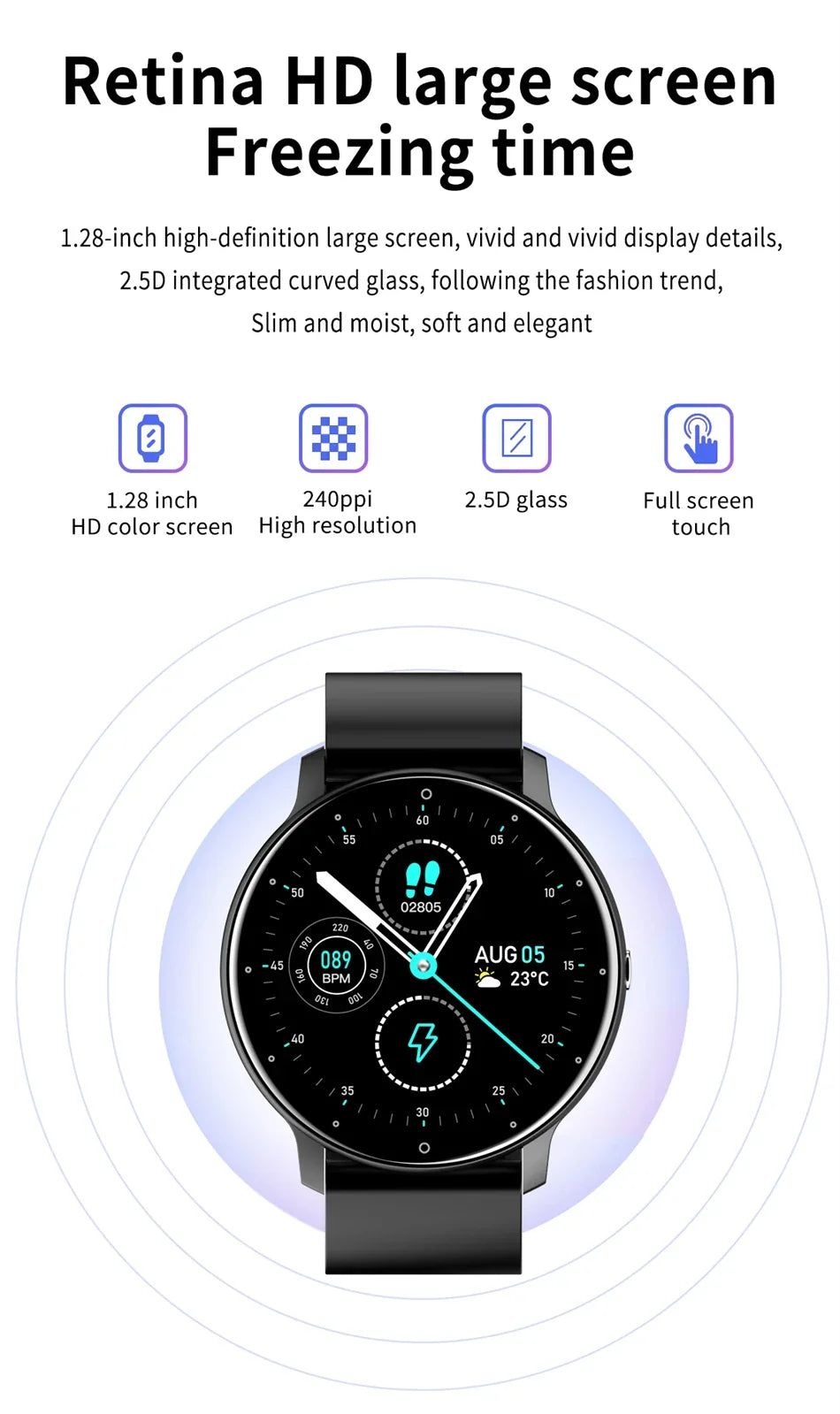LIGE Smart Watch Women Men Full Touch Screen Bluetooth 5.2 Call Waterproof Watches Sports Fitness Tracker Factory IP67 ZL02 New